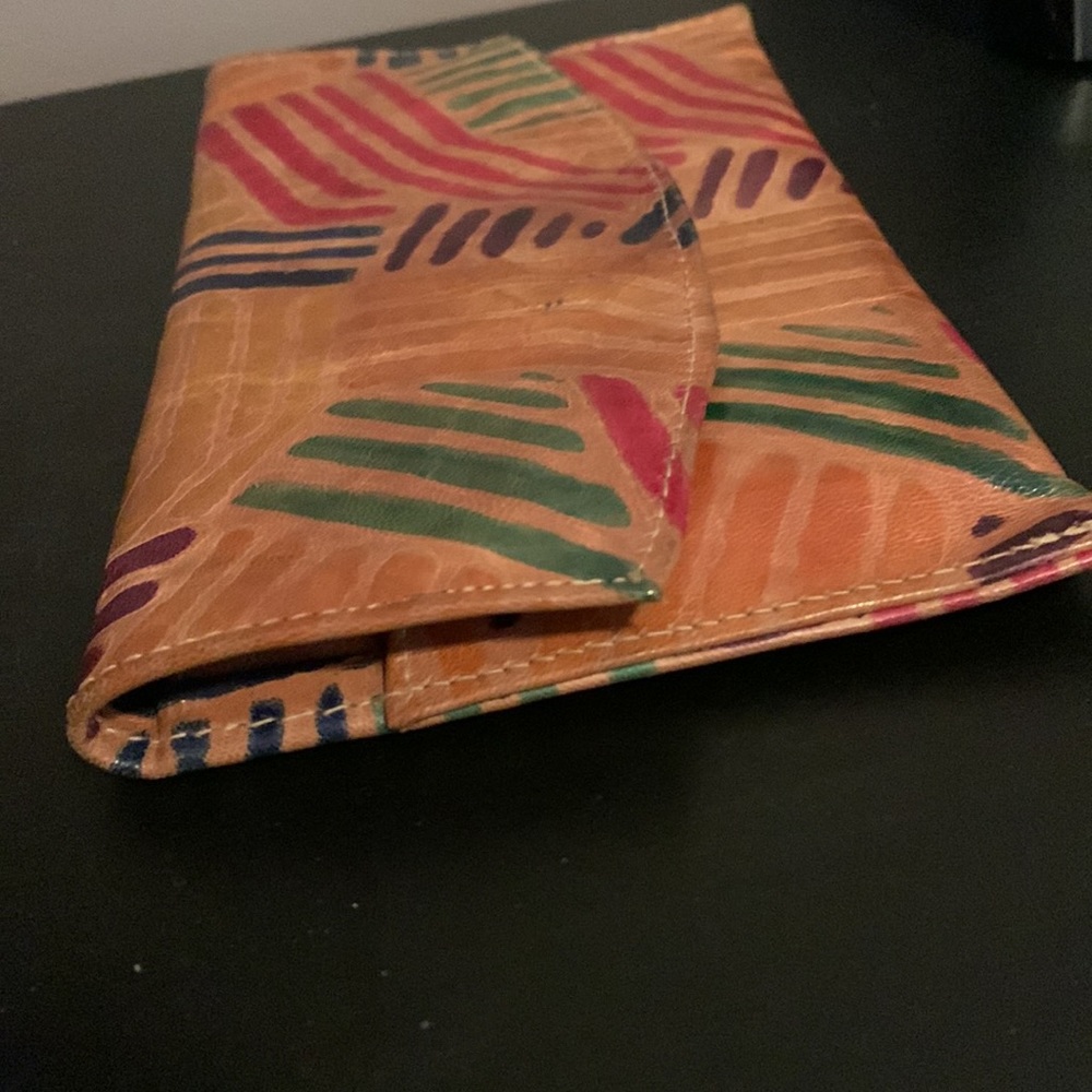 Leather wallet lined with snap closure boho aztec - Picture 5 of 8
